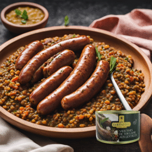 Best Before: 18/06/24 Toulouse Sausages w/ Lentils 1280g - Jean Larnaudie